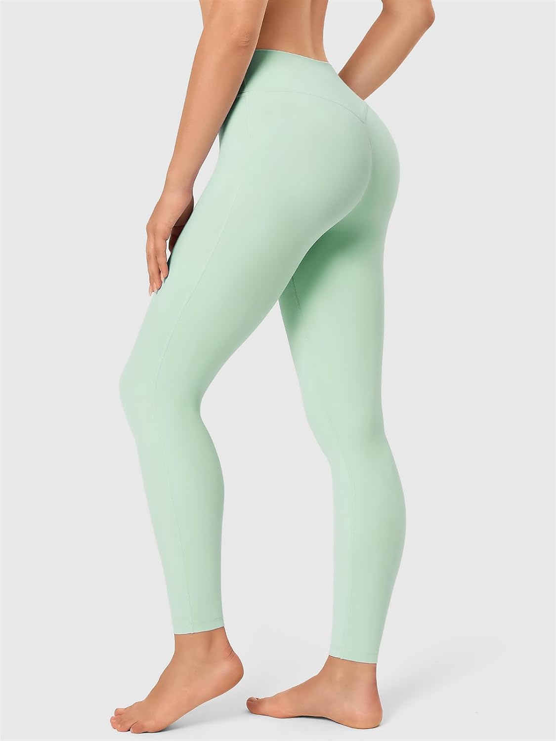 No Front Seam Leggings for Women with Tummy Control Cross Over Ruched Waistband Seamless for Workouts,Yoga,Gym